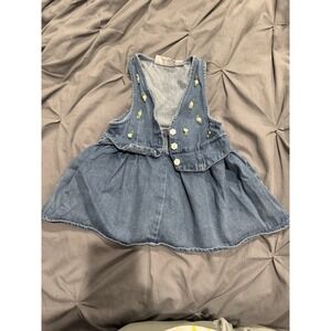 Vintage‎ Celebration Denim Roses Dress 3T Blue Jean